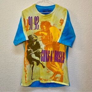 Guns N’ Roses T-Shirt Men’s XL Yellow Blue Illusion Tour ‘91-92 Tie Dye Tour Tee